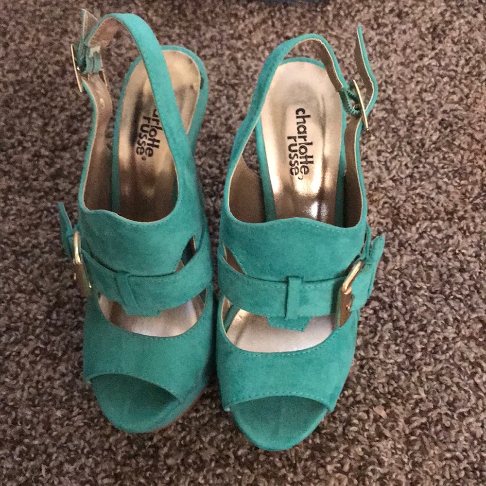 charlotte russe greenish aqua color heels